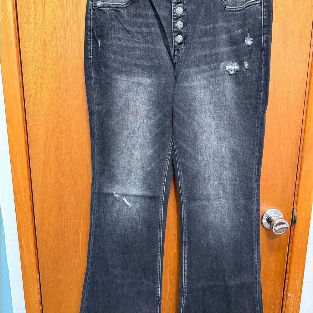 Flying Monkey Black Washed Button-Fly Flare Jeans - Picture 8 of 13